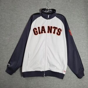 San Francisco Giants Men Jacket Large White Logo Embroidered Full Zip Pockets